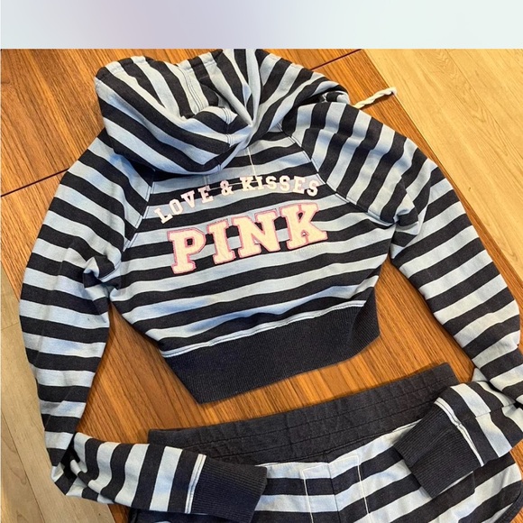 PINK Victoria's Secret Pants - ISOOO! PINK Victoria's Secret Striped Hoodie and Shorts Set